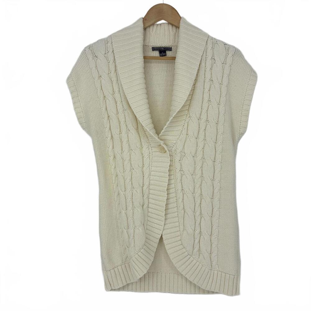 American Living Women's Cabincore Sleeveless Cable Knit Sweater Vest Size Large